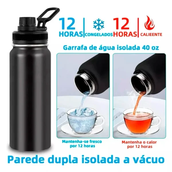 Garrafa Térmica aço inox com 1000ml garrafa espacial Quente & Frio - Imagem 4